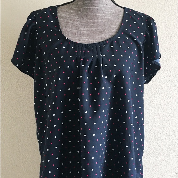 Rumor has it! Heart Print Blouse Shirt - Picture 1 of 4